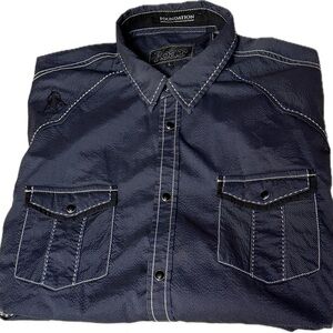 Men’s Roar Foundation Edition Large Long Sleeve Snap Button Shirt Navy Blue